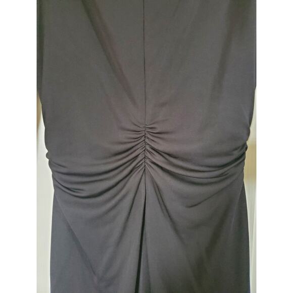 David Meister V-Neck Flattering Gathered Classic Black Cocktail Dress Size 12 - Picture 11 of 12